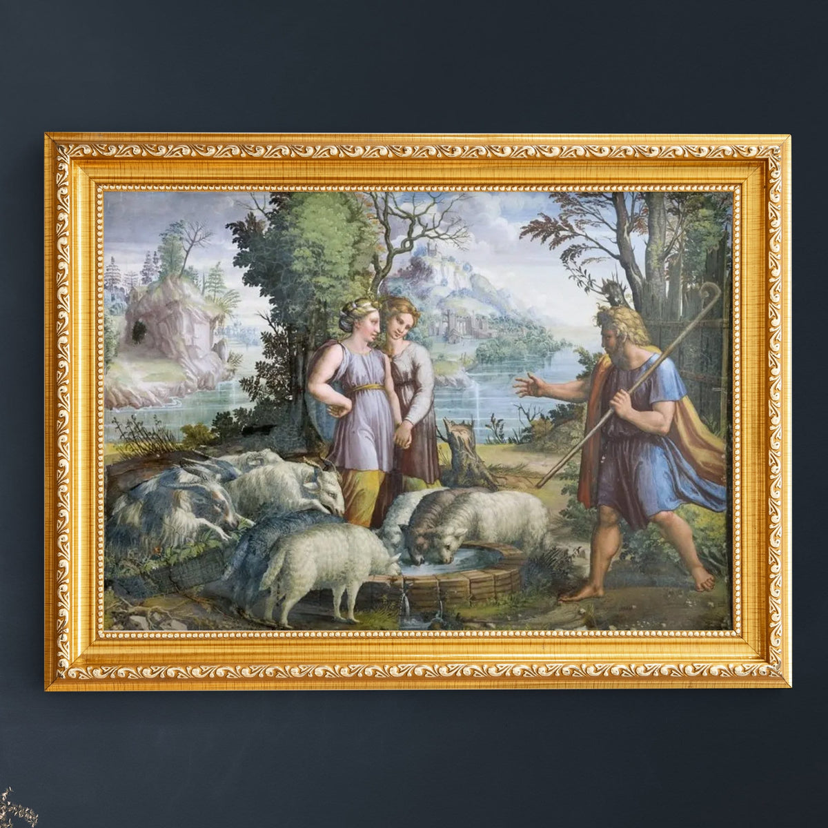 Raphael's Jacob, Leah, and Rachel, Framed Oil Painting Reproduction | artwork image 2