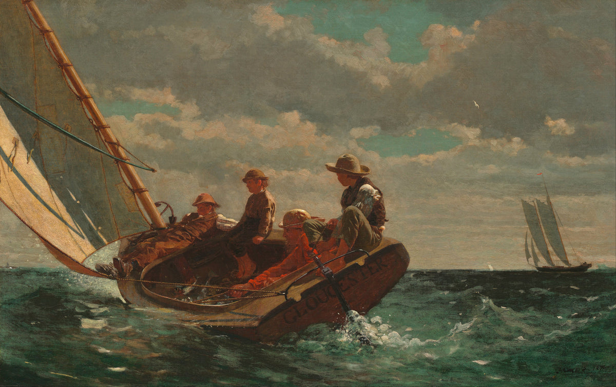 Winslow Homer Breezing Up Oil Painting Reproduction, Framed Canvas Wall Art | BoselliArt hand-painted oil painting