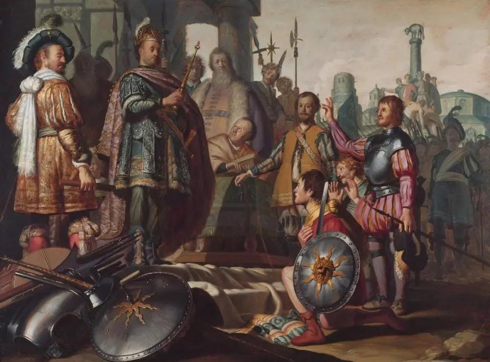 Rembrandt King Menelaus and Agamemnon Oil Painting Reproduction | BoselliArt hand-painted oil painting