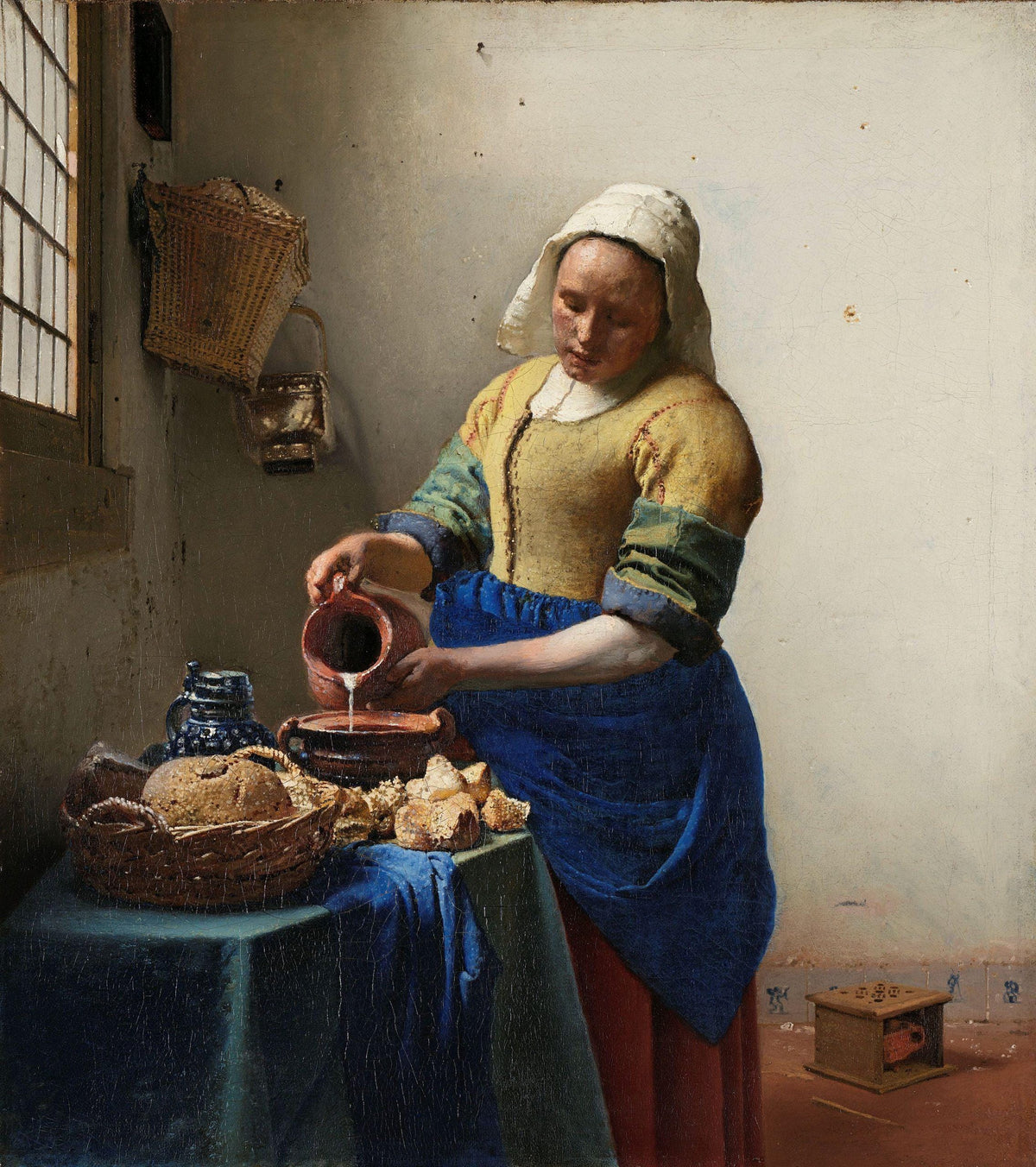 The Milkmaid Framed Oil Painting Reproduction, Johannes Vermeer, Kitchen Wall Art | BoselliArt hand-painted oil painting