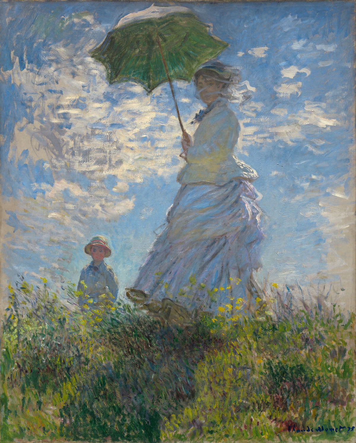 Claude Monet 'Woman with Parasol' Oil Painting Reproduction, Impressionism Art | BoselliArt hand-painted oil painting
