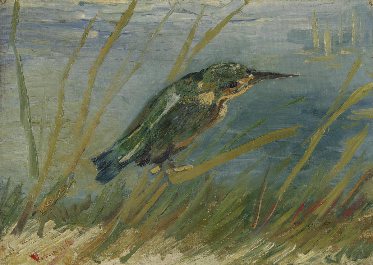 Van Gogh Kingfisher Oil Painting Reproduction, Framed Bird Wall Art | BoselliArt hand-painted oil painting
