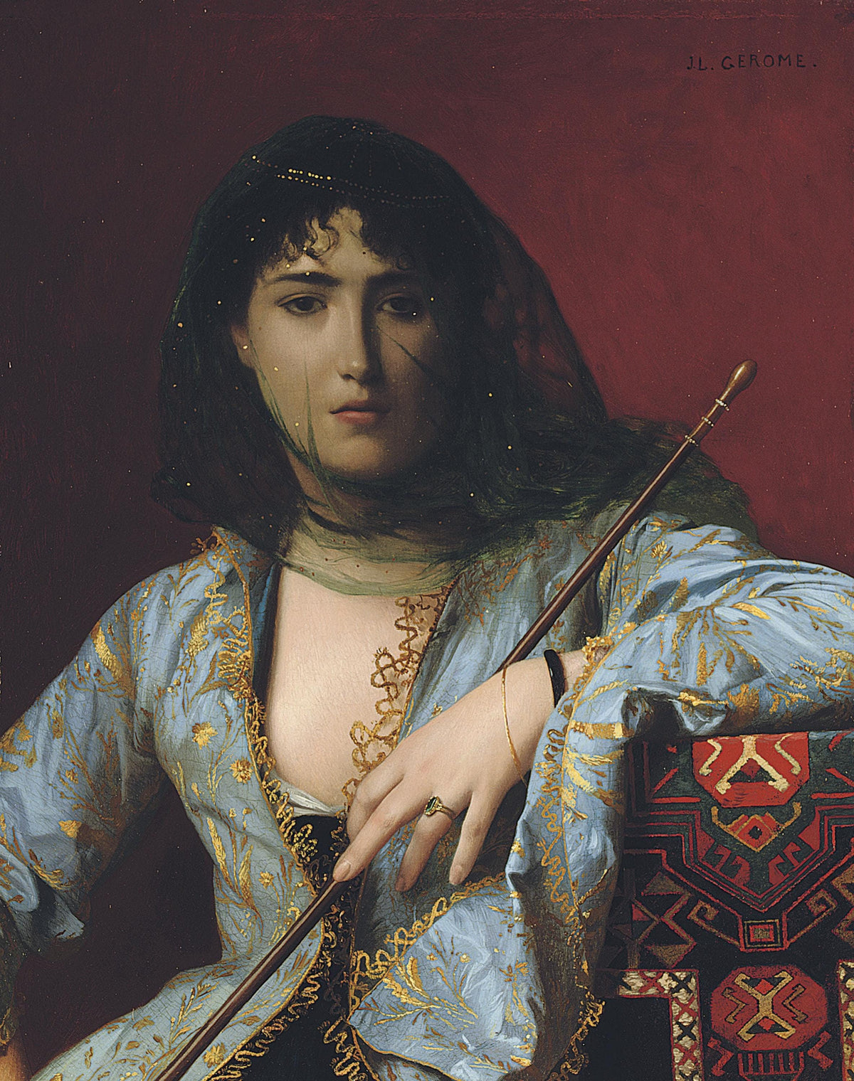 Veiled Circassian Lady Oil Painting Reproduction, Orientalist Home Decor | BoselliArt hand-painted oil painting