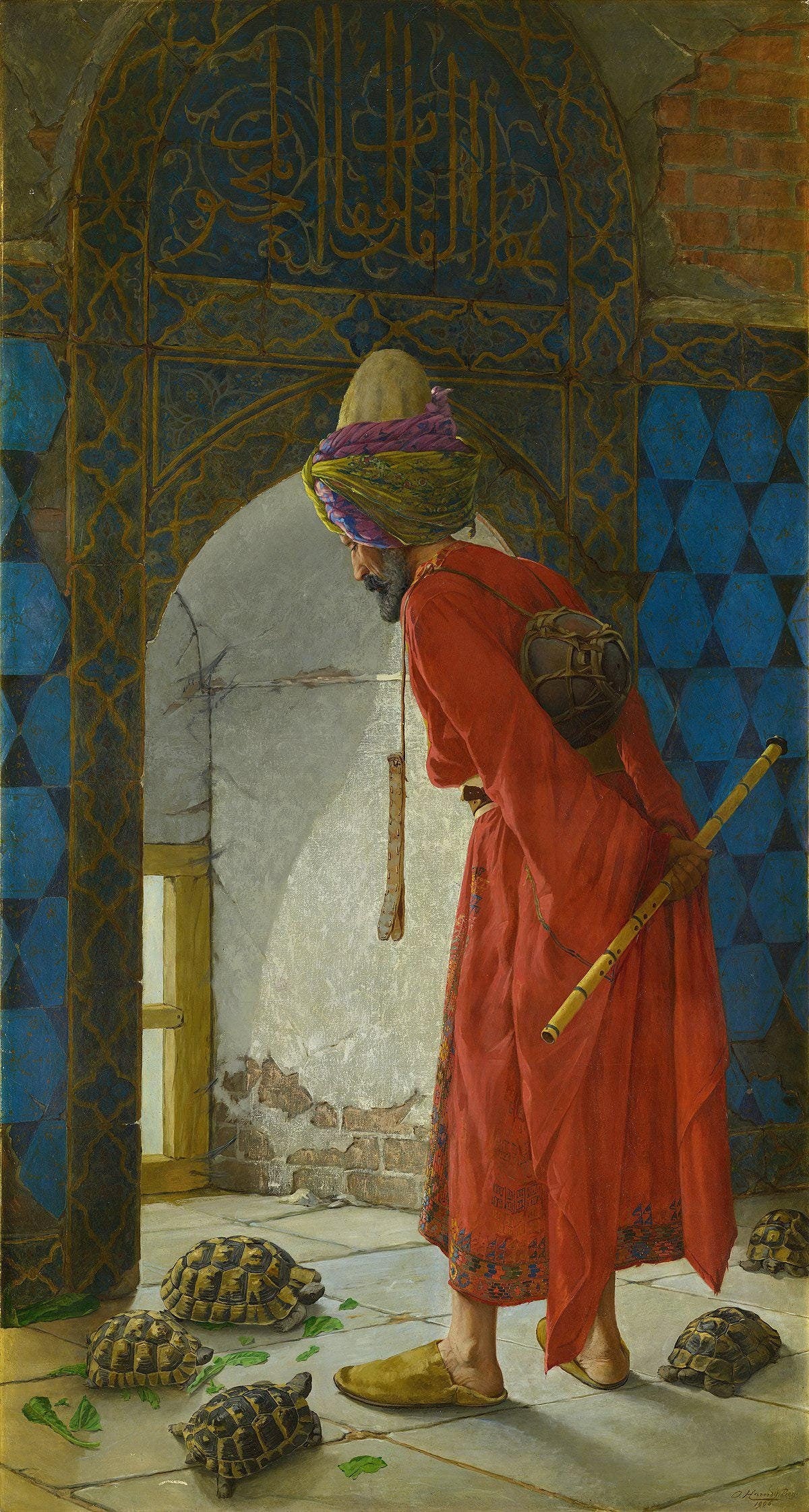 Osman Hamdi Bey The Tortoise Trainer, Oil Painting Reproduction, Ottoman Era Art | BoselliArt hand-painted oil painting