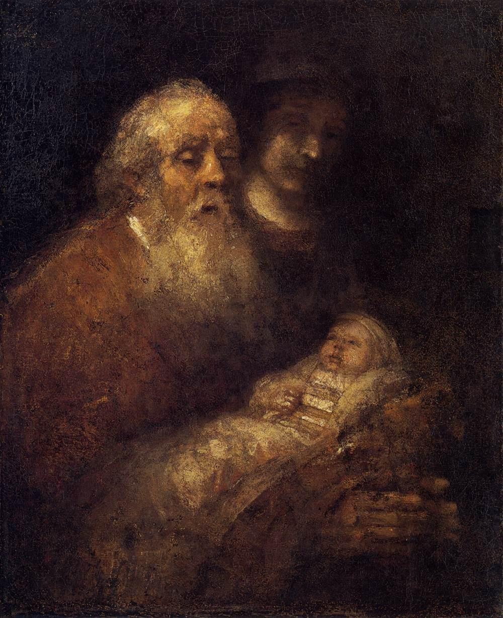 Rembrandt Simeon in the Temple, Oil Painting Reproduction, Framed Wall Art | BoselliArt hand-painted oil painting