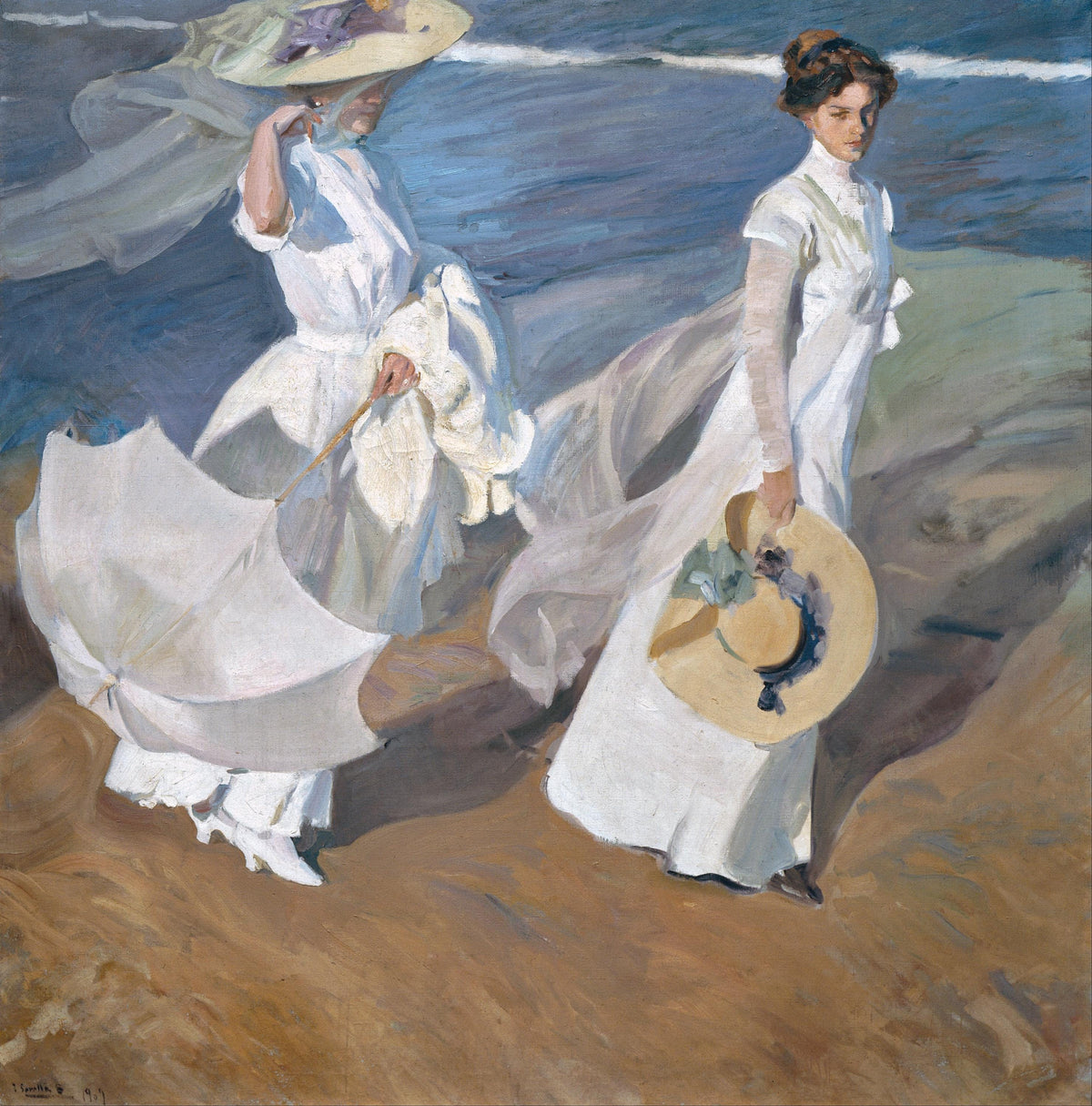 Joaquin Sorolla Seashore Canvas Painting, Coastal Fine Art Reproduction | BoselliArt hand-painted oil painting