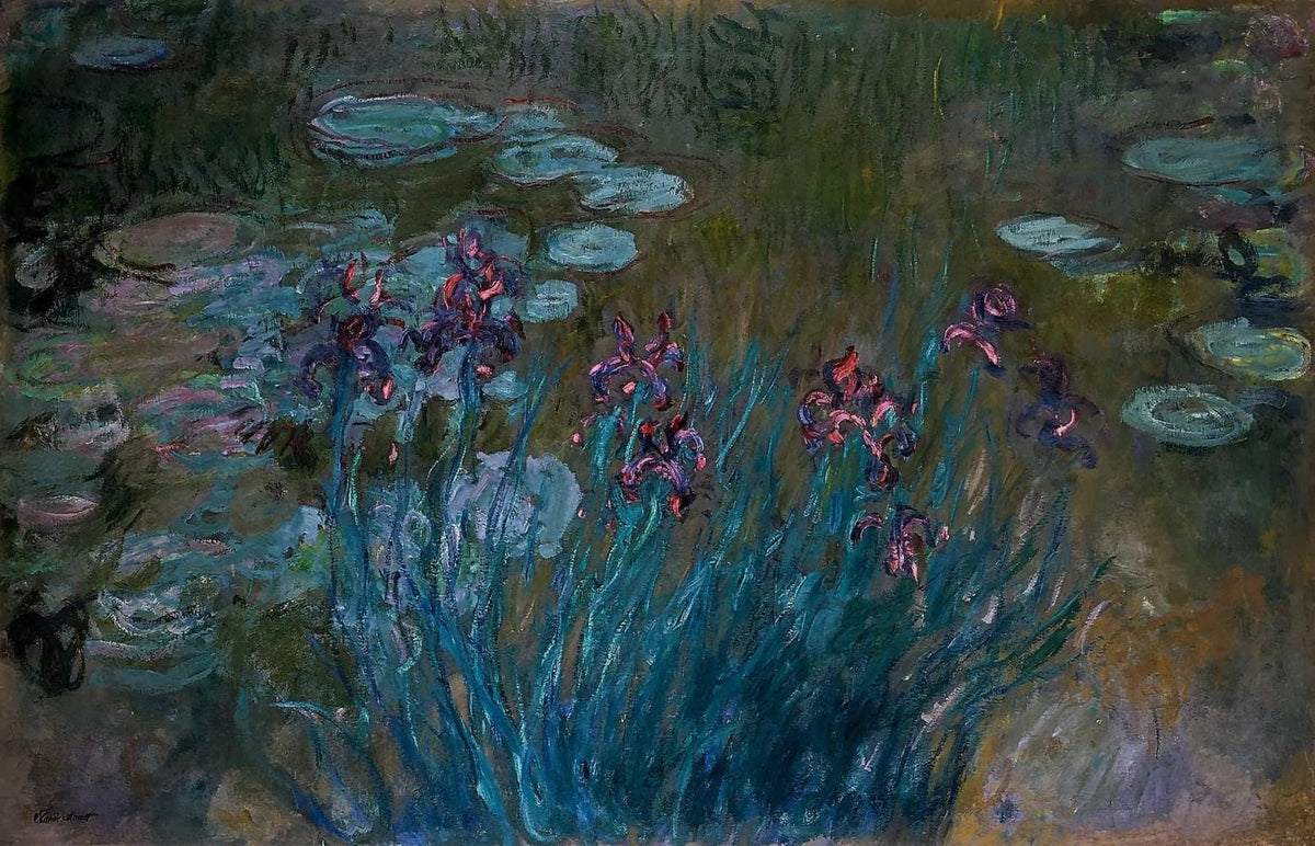 Monet Irises and Water Lilies Oil Painting Reproduction, Canvas Wall Art | BoselliArt hand-painted oil painting