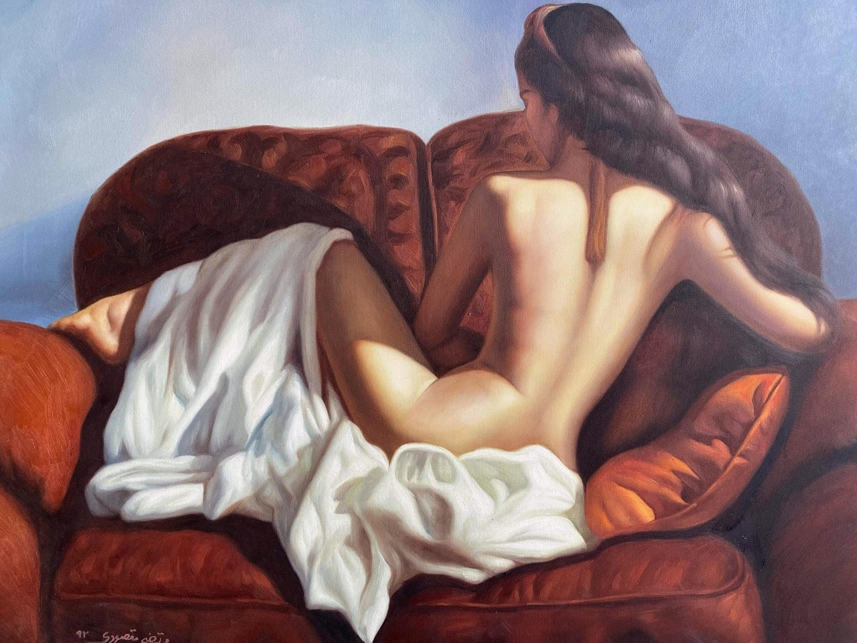 Elegant Nude Female Oil Painting on Canvas, Original Fine Art, (23x35) | BoselliArt hand-painted oil painting