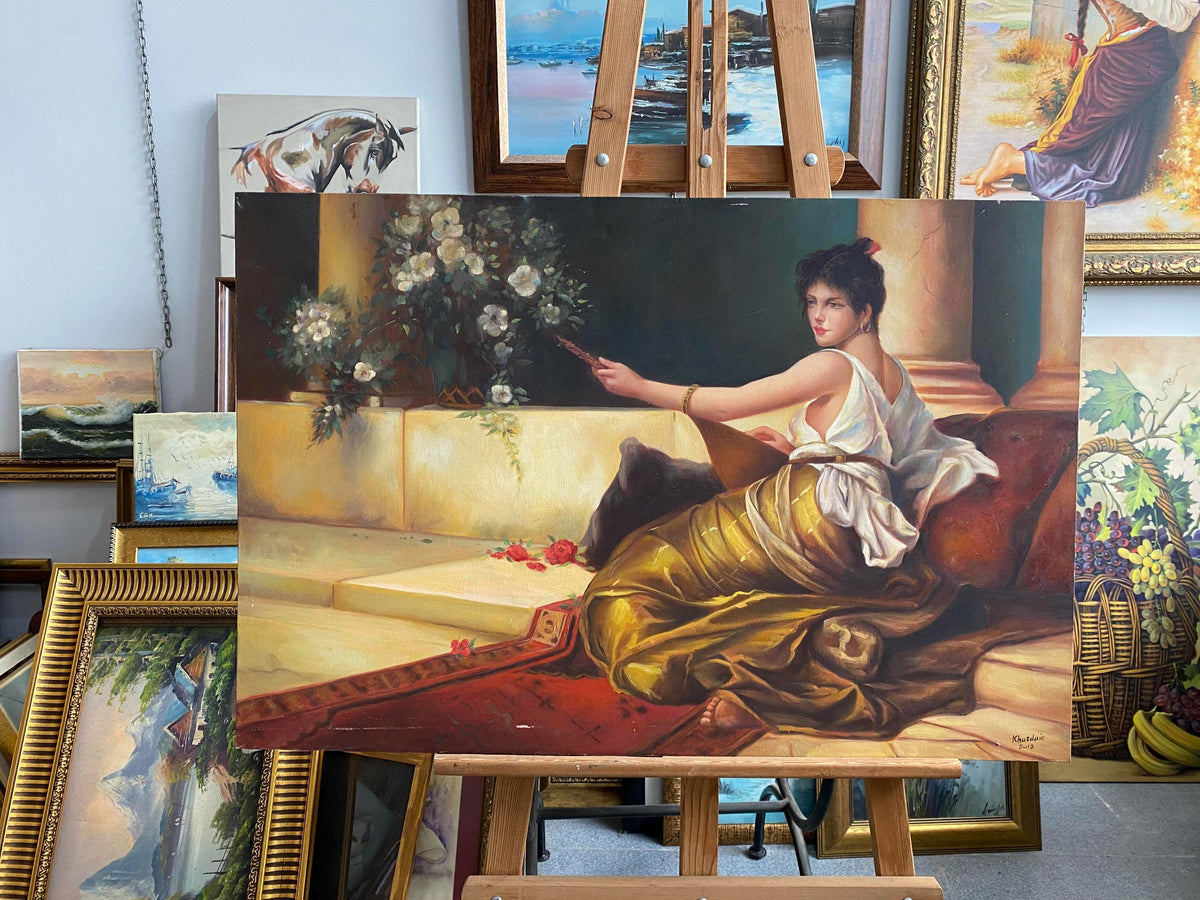 Original Oil Painting, Elegant Woman Portrait, Vintage Romantic Wall Art (23x35" 60x90 cm) | artwork image 2
