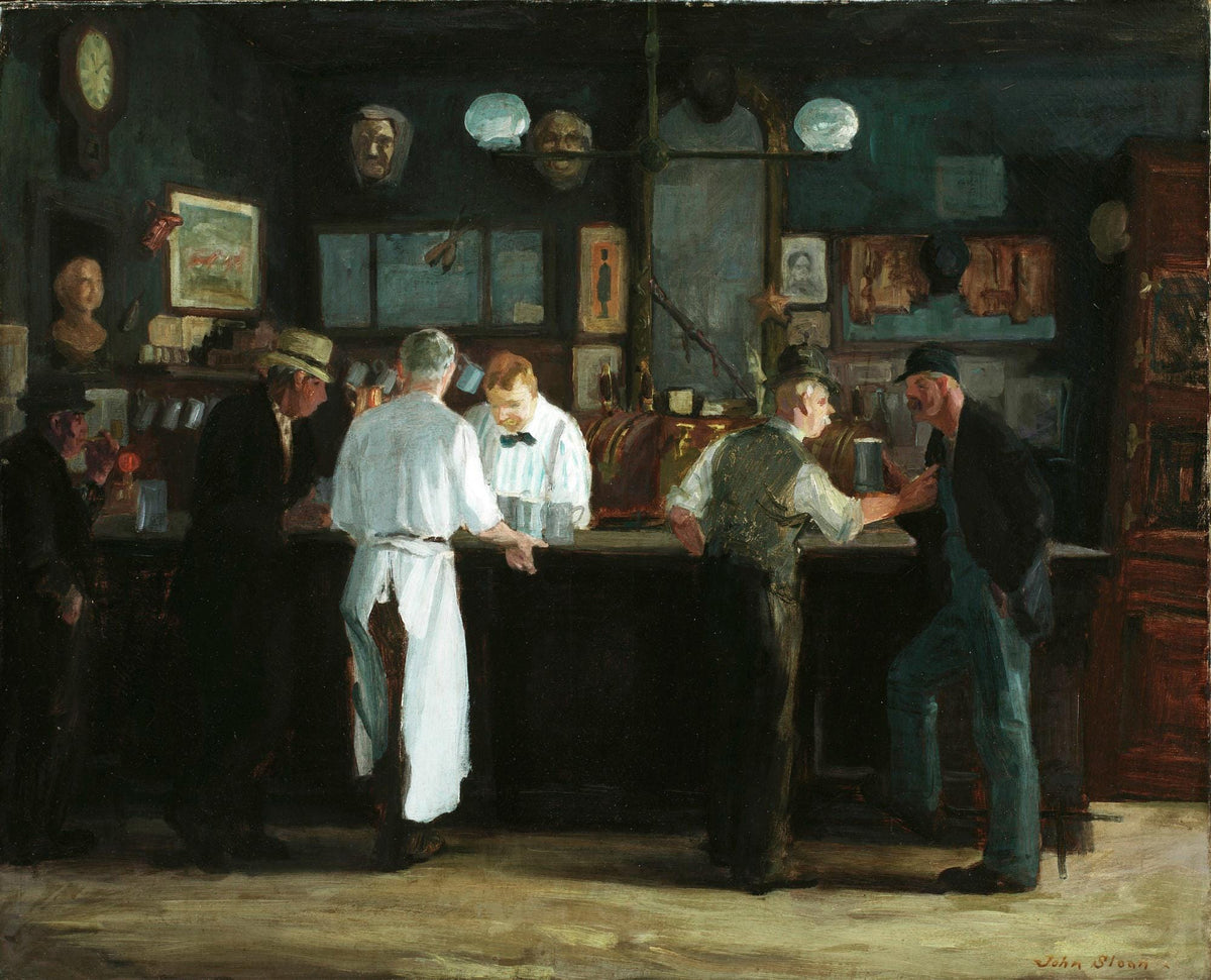 McSorley's Bar Oil Painting Reproduction, John Sloan Canvas Art, Framed Wall Decor | BoselliArt hand-painted oil painting