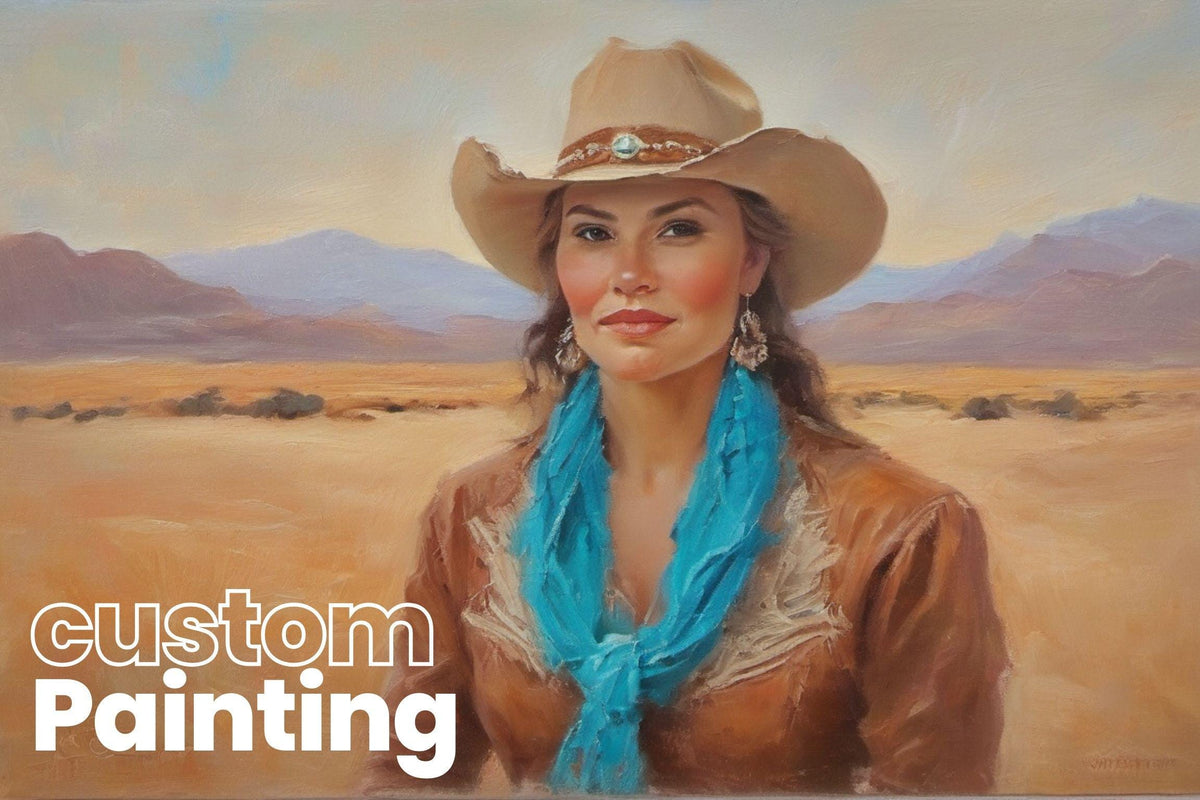 Custom Cowboy Oil Painting on Canvas, Western Portrait Art | artwork image 2