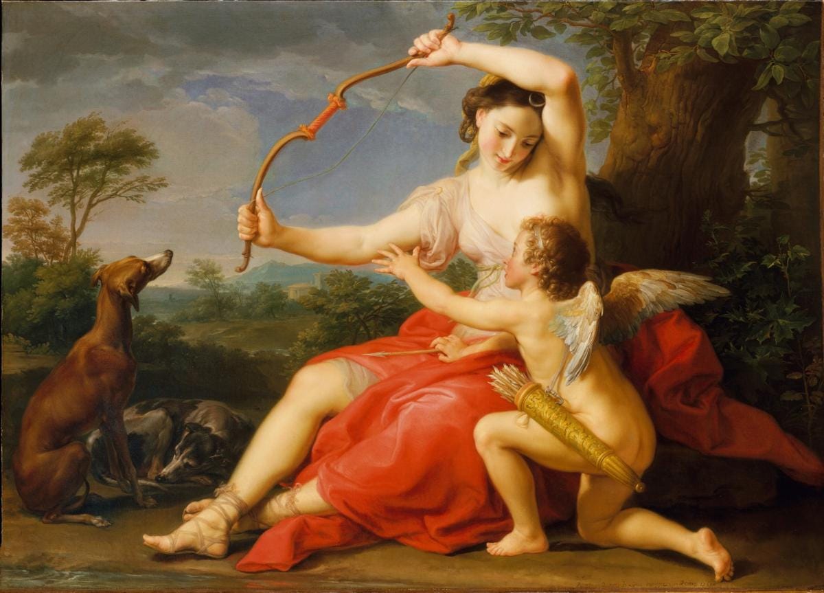 Diana and Cupid Oil Painting Reproduction, Framed Canvas Wall Art | BoselliArt hand-painted oil painting