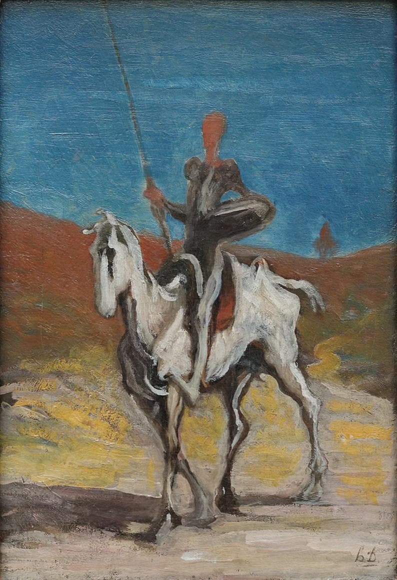 Daumier Don Quixote Oil Painting Reproduction, Literary Art on Canvas | BoselliArt hand-painted oil painting