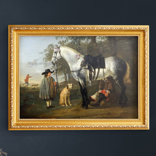 Aelbert Cuyp Grey Horse Oil Painting Reproduction, Equestrian Wall Art | artwork image 2