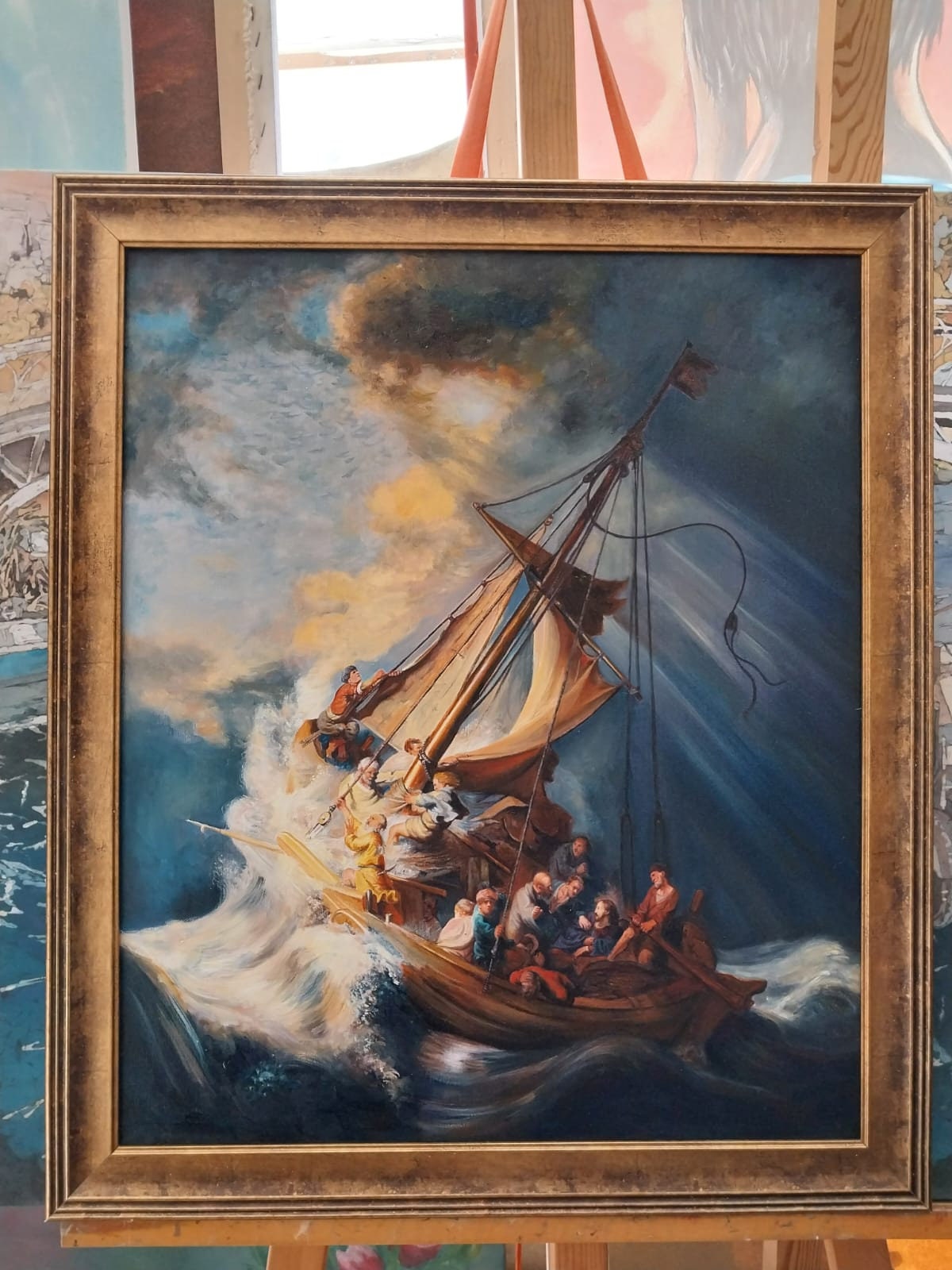 Rembrandt, The Storm on the Sea of Galilee, Oil Painting Reproduction, Ship Painting | artwork image 5