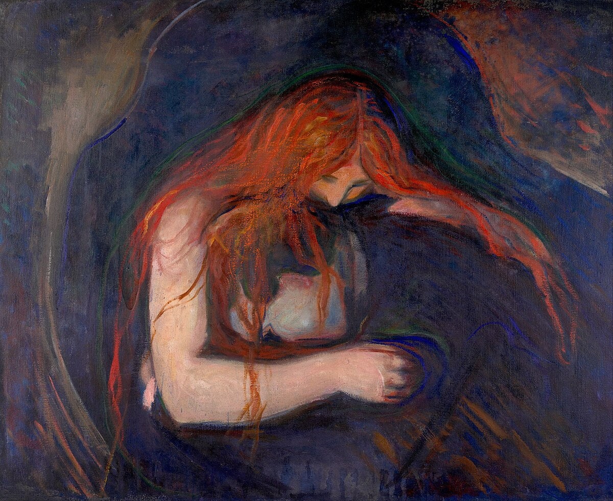 Edvard Munch Vampire Oil Painting Reproduction, Canvas Wall Art | BoselliArt hand-painted oil painting