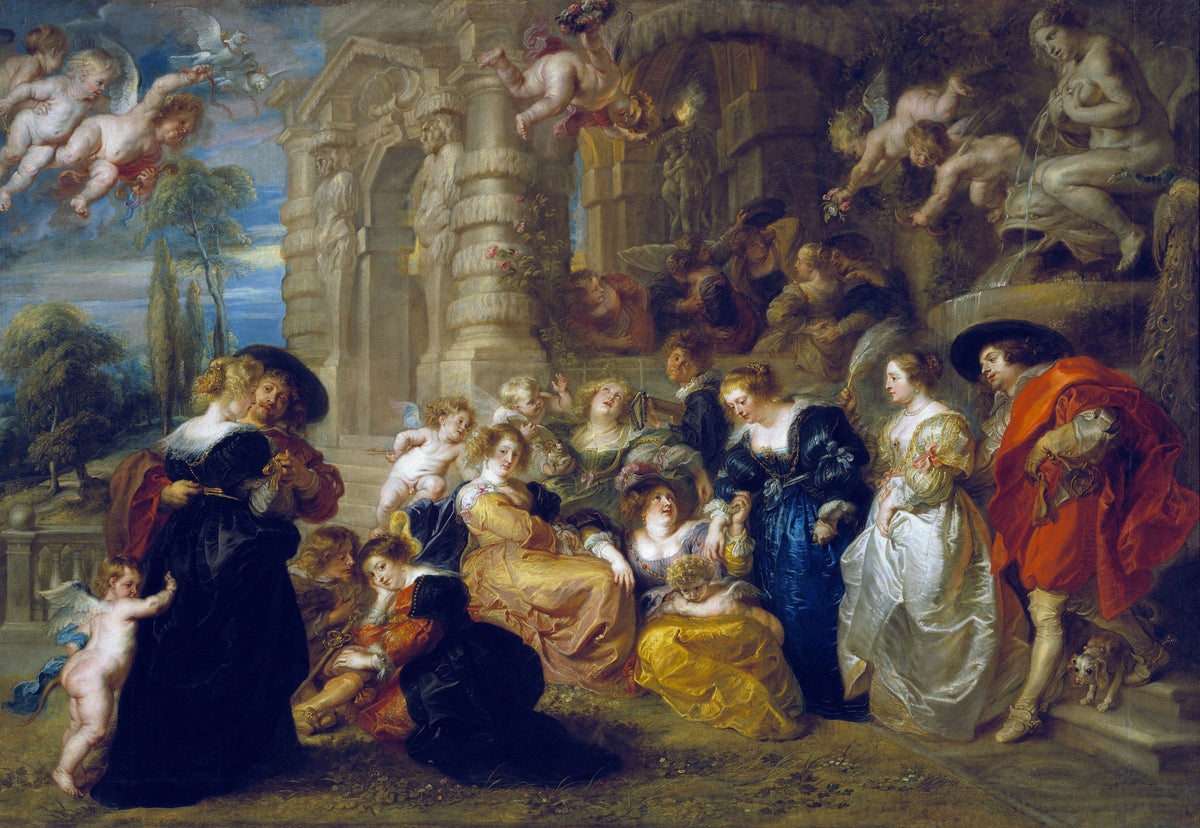 Rubens 'Garden of Love' Framed Oil Painting Reproduction, Baroque Wall Art | BoselliArt hand-painted oil painting