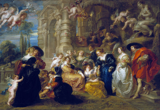Rubens 'Garden of Love' Framed Oil Painting Reproduction, Baroque Wall Art | BoselliArt hand-painted oil painting