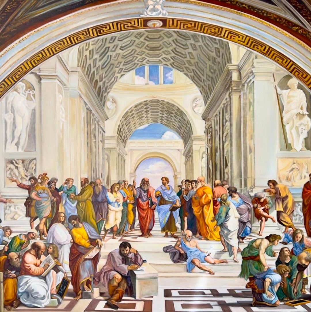 Raphael's School of Athens, Oil Painting Reproduction, Framed Wall Art | BoselliArt hand-painted oil painting