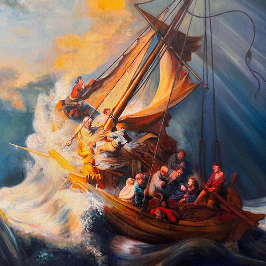 Rembrandt, The Storm on the Sea of Galilee, Oil Painting Reproduction, Ship Painting | BoselliArt hand-painted oil painting