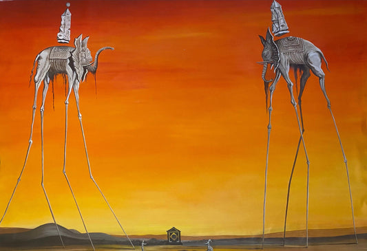 Salvador Dali The Elephants, Oil Painting Reproduction, Surreal Home Decor Wall Art | BoselliArt hand-painted oil painting