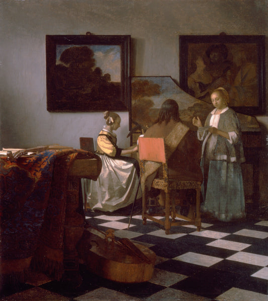 Vermeer The Concert, Oil Painting Reproduction, Framed Canvas Wall Art | BoselliArt hand-painted oil painting