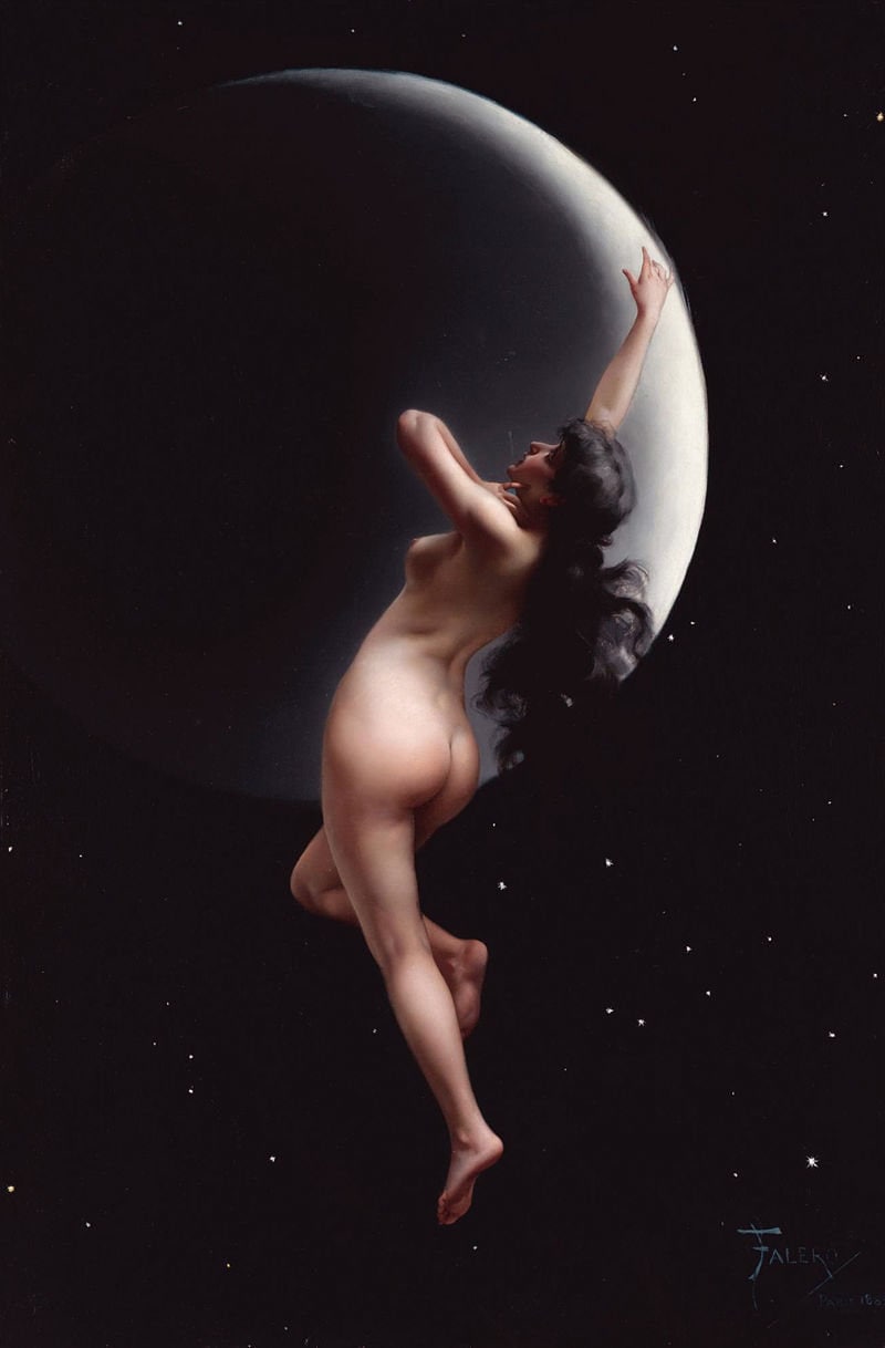 Luis Ricardo Falero's Moon Nymph, Oil Painting Reproduction | BoselliArt hand-painted oil painting