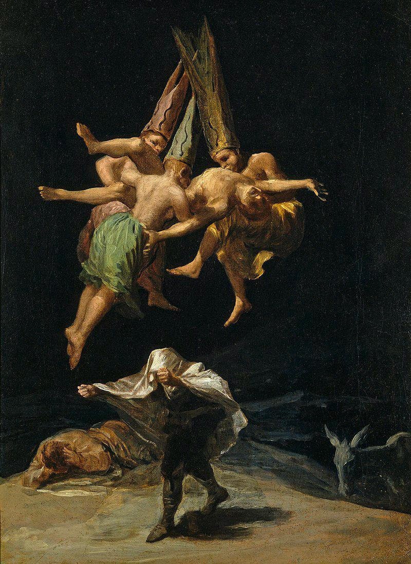 Goya Witches Flight Oil Painting Reproduction, Framed Canvas Art | BoselliArt hand-painted oil painting