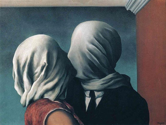 Rene Magritte Les amants, Surrealist Oil Painting Reproduction, Framed Canvas Art | BoselliArt hand-painted oil painting
