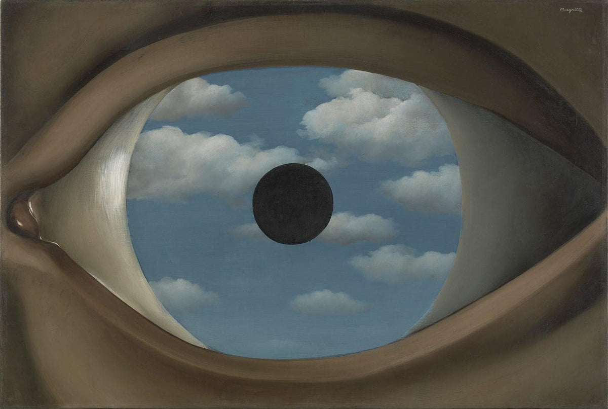 Rene Magritte 'The False Mirror' Oil Painting Reproduction, Surrealist Home Decor | BoselliArt hand-painted oil painting