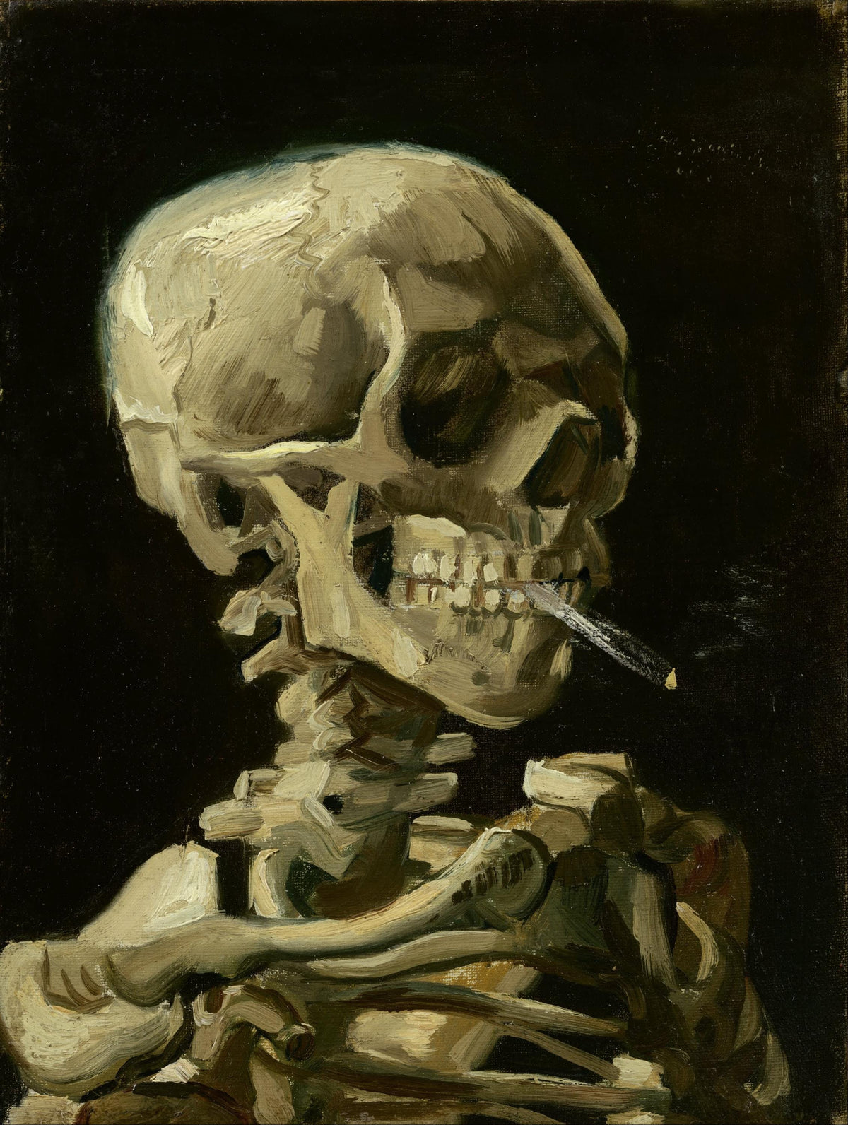 Van Gogh Skull with Burning Cigarette Oil Painting Reproduction | BoselliArt hand-painted oil painting