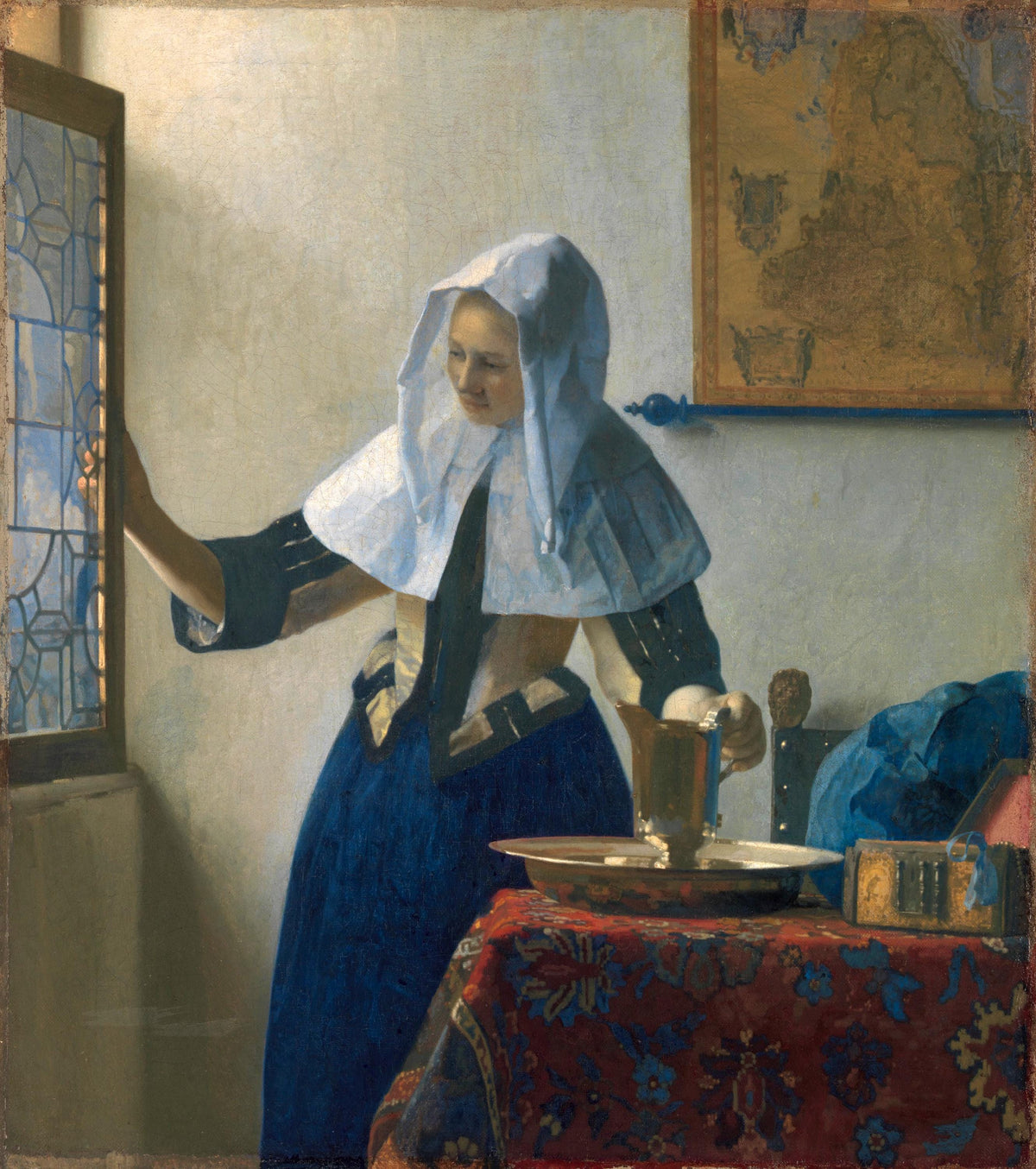 Vermeer's Woman with a Water Jug, Framed Oil Painting Reproduction | BoselliArt hand-painted oil painting