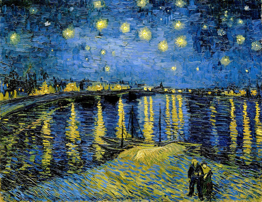 Van Gogh Starry Night Over The Rhone, Hand-Painted Oil Painting Reproduction, Framed Wall Art | BoselliArt hand-painted oil p