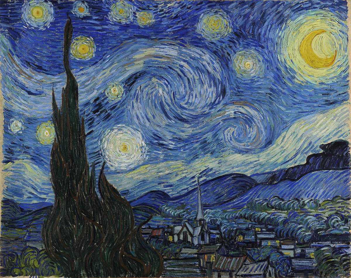 Van Gogh Starry Night Oil Painting Reproduction, Framed Canvas Art | BoselliArt hand-painted oil painting