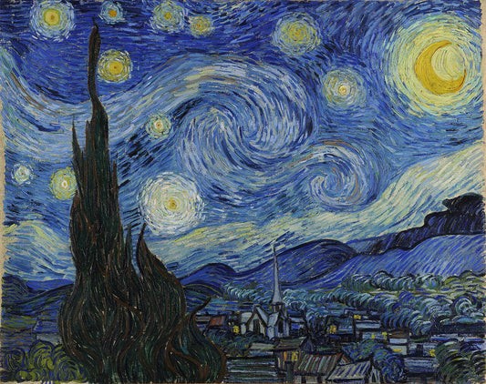 Van Gogh Starry Night Oil Painting Reproduction, Framed Canvas Art | BoselliArt hand-painted oil painting