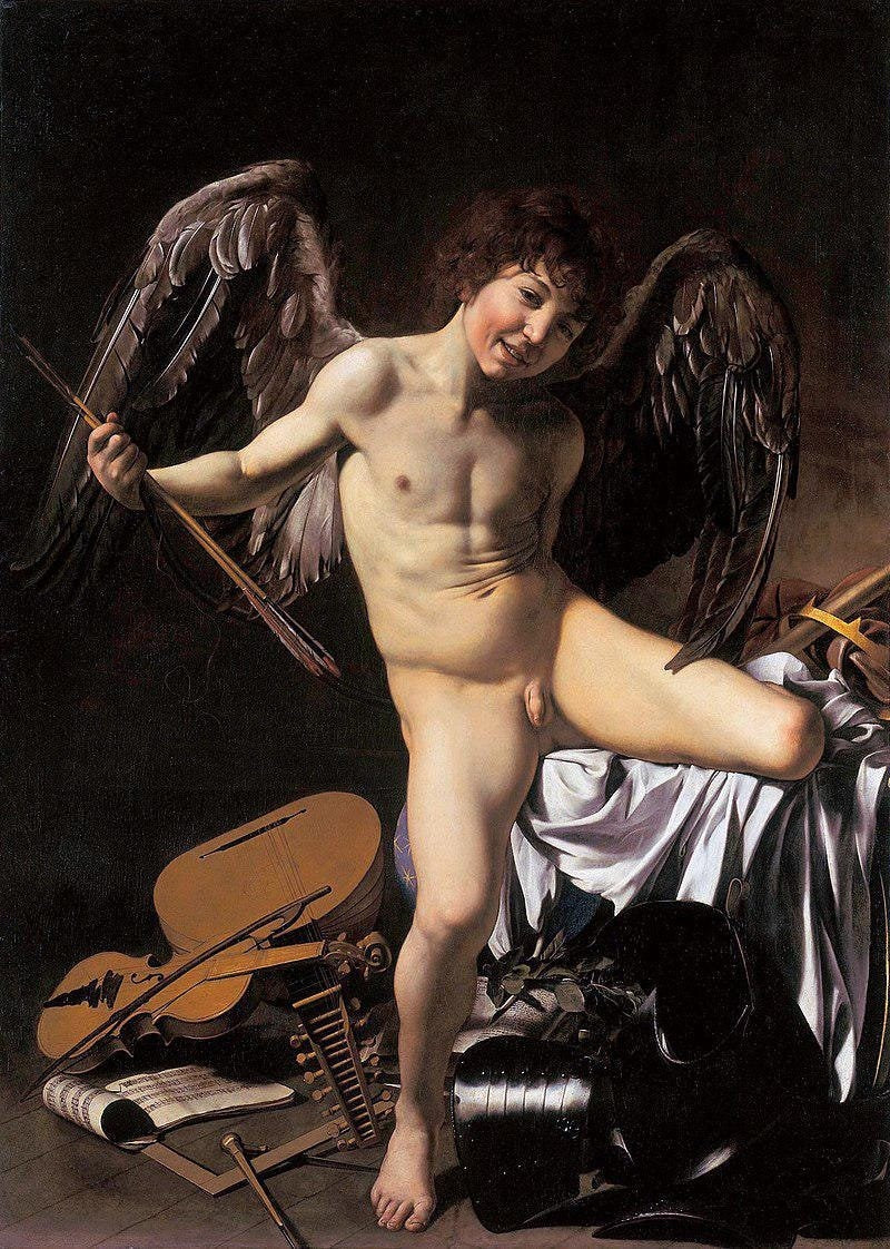 Caravaggio Amor Vincit Omnia, Oil Painting Reproduction, Framed Wall Art | BoselliArt hand-painted oil painting