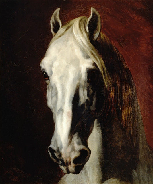 Gericault White Horse Oil Painting Reproduction, Living Room Wall Art | BoselliArt hand-painted oil painting