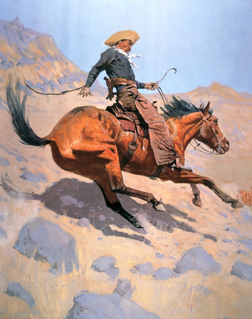 Frederic Remington's The Cowboy, Vintage Western Oil Painting Reproduction | BoselliArt hand-painted oil painting