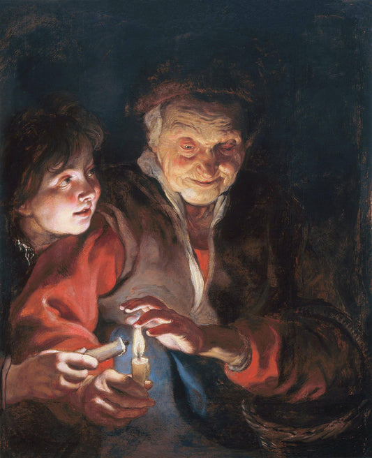 Rubens Two Women with Candle Oil Painting Reproduction, Framed Canvas Art | BoselliArt hand-painted oil painting