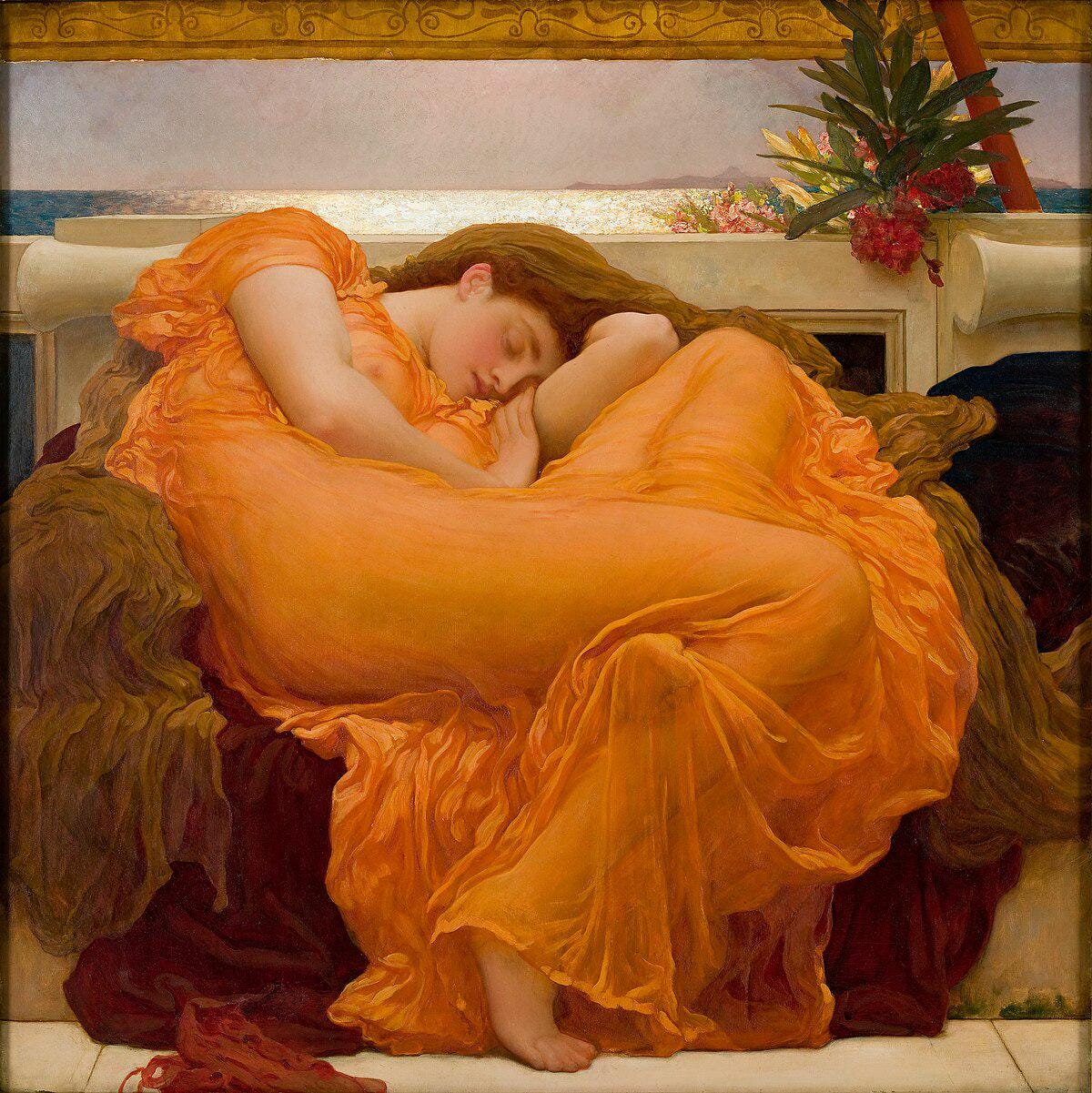 Frederic Leighton Flaming June, Oil Painting Reproduction, Framed Wall Art | BoselliArt hand-painted oil painting