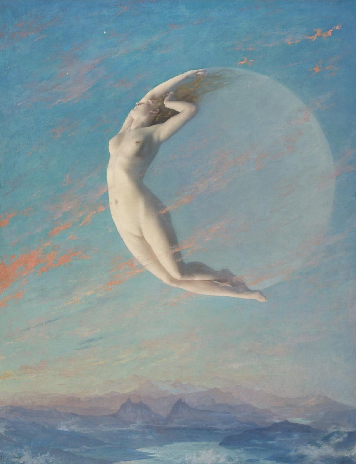 Albert Aublet Selene Oil Painting Reproduction, Framed Canvas Wall Art | BoselliArt hand-painted oil painting