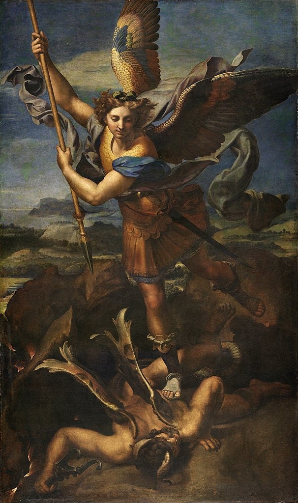 Raphael's Le Grand Saint Michel, Renaissance Oil Painting Reproduction | BoselliArt hand-painted oil painting