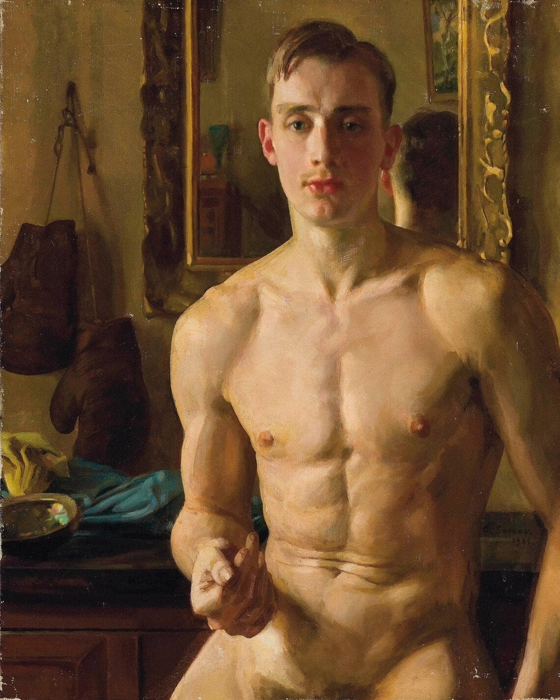 Konstantin Somov The Boxer, Nude Man Oil Painting Reproduction | BoselliArt hand-painted oil painting