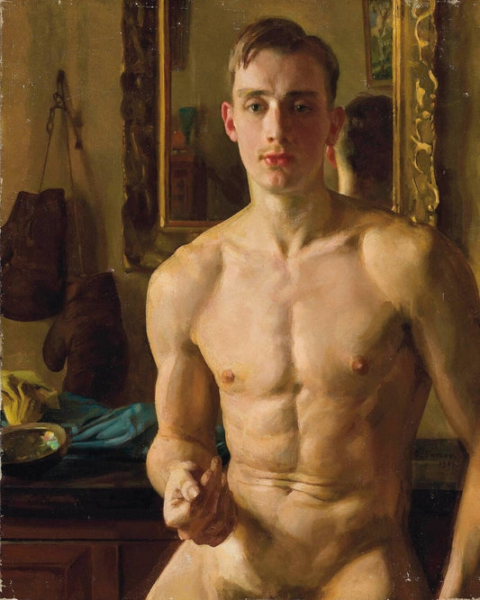 Konstantin Somov The Boxer, Nude Man Oil Painting Reproduction | BoselliArt hand-painted oil painting
