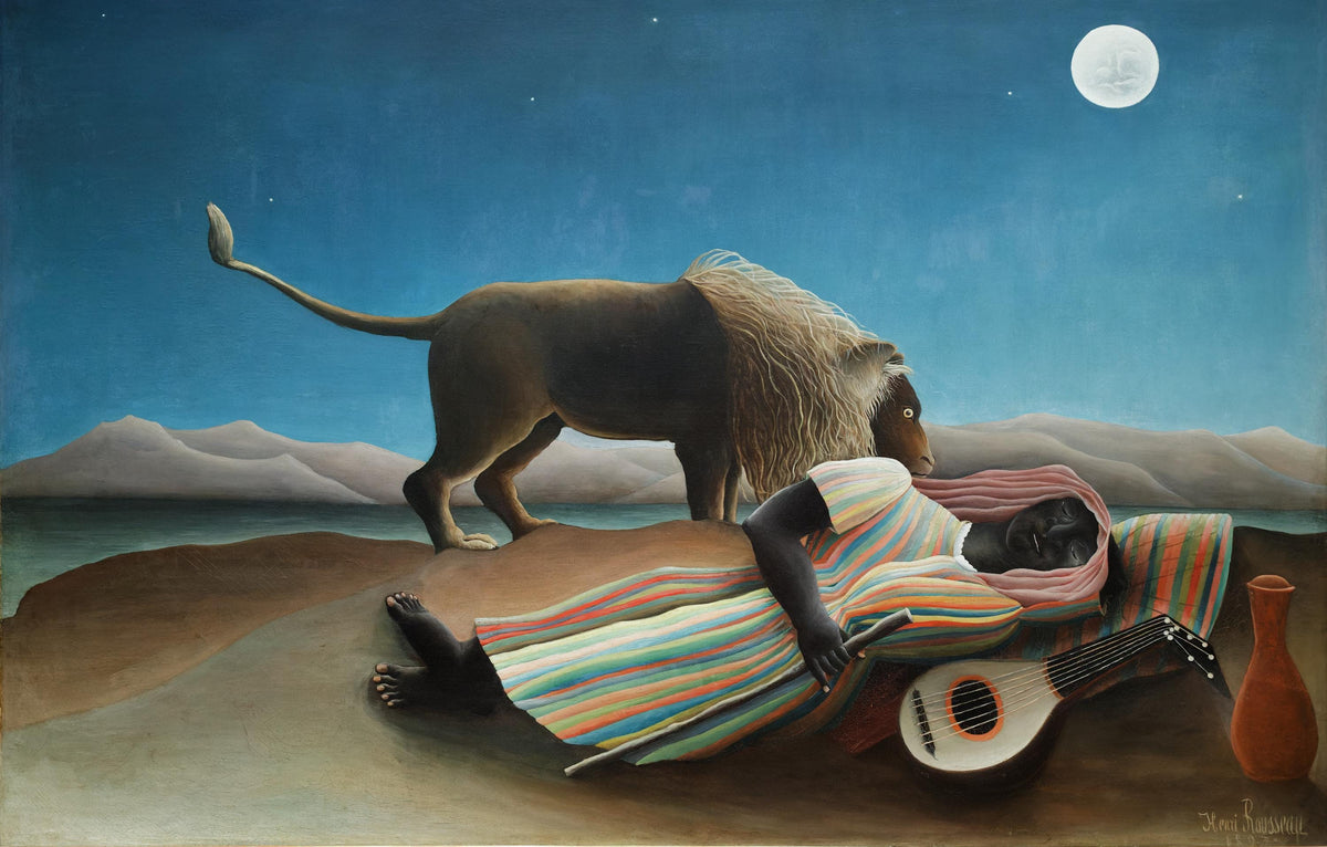 The Sleeping Gypsy Oil Painting Reproduction, Rousseau Style, Home Decor | BoselliArt hand-painted oil painting