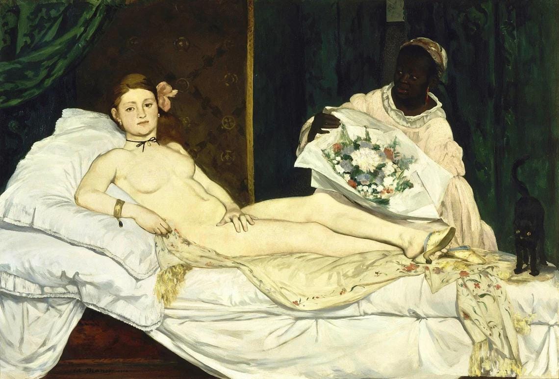 Manet Olympia Oil Painting Reproduction, Canvas Wall Art | BoselliArt hand-painted oil painting