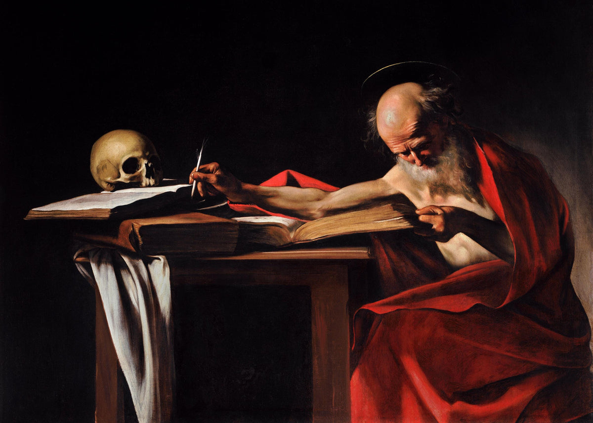 Caravaggio Saint Jerome Writing, Oil Painting Reproduction, Framed Canvas Art | BoselliArt hand-painted oil painting