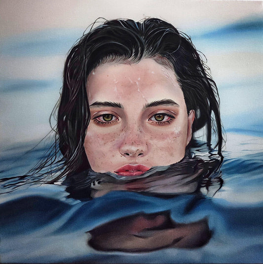 Anxiety Oil Painting, Swimming Woman Figurative Art, Home Decor | BoselliArt hand-painted oil painting