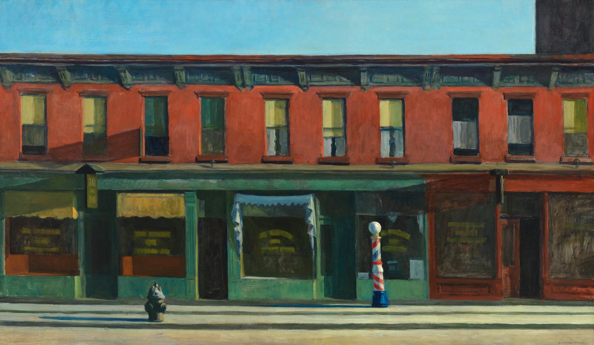 Edward Hopper Early Sunday Morning Oil Painting Reproduction, Framed Canvas Wall Art | BoselliArt hand-painted oil painting