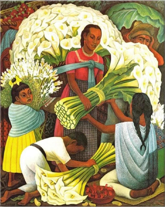 Diego Rivera Flower Vendor Painting – Hand-Painted Mexican Art | BoselliArt hand-painted oil painting